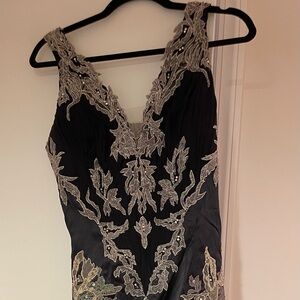 Mandalay size 8 dress purple with silver lace/beading